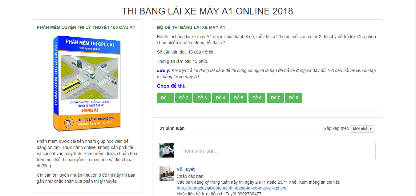 8 Bộ Đề Thi Lý Thuyết Thi Bằng Lái Xe Máy A1