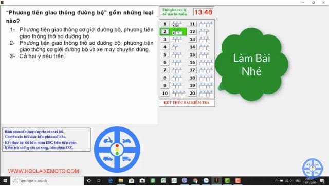HƯỚNG DẪN THI LÝ THUYẾT LÁI XE A1 TRÊN MÁY TÍNH 2