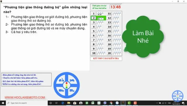 HƯỚNG DẪN THI LÝ THUYẾT LÁI XE A1 TRÊN MÁY TÍNH 2